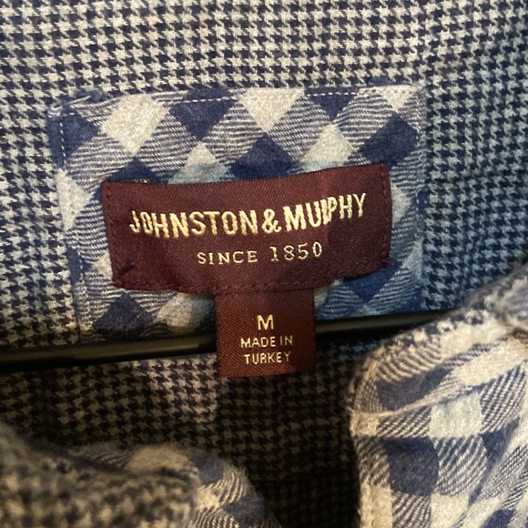 🔥EC🔥Johnston & Murphy 100% Cotton Check Flannel Button Down Shirt. - Picture 3 of 8